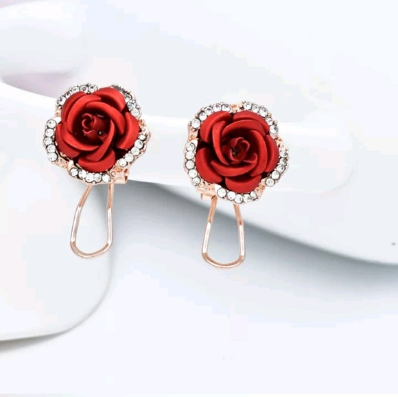 💖🌷 Rose Crystal Earrings - Picture 4 of 6